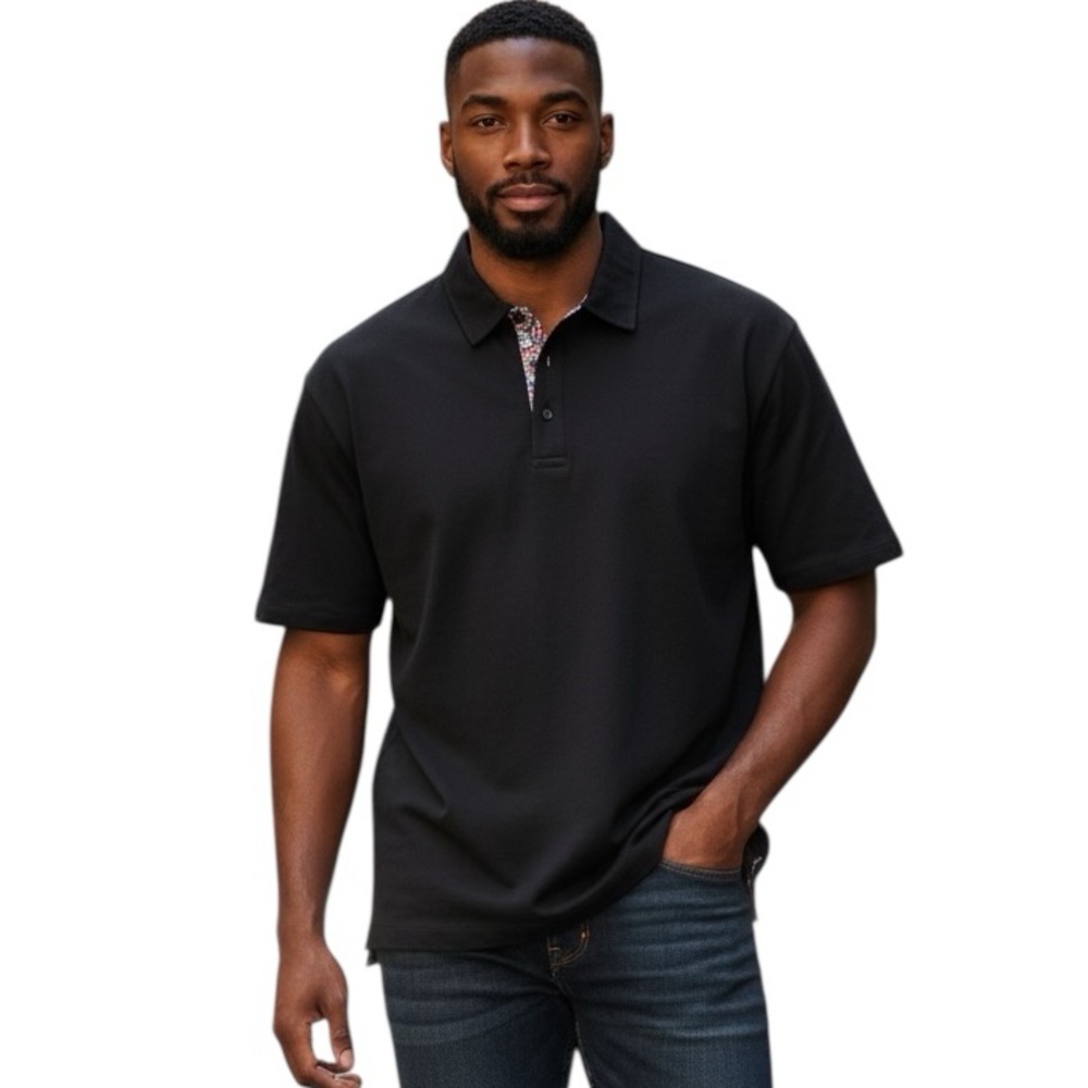 NWT Robert Graham Mens Polo Shirt XXL Black Short Sleeve Collar Skull Vacation